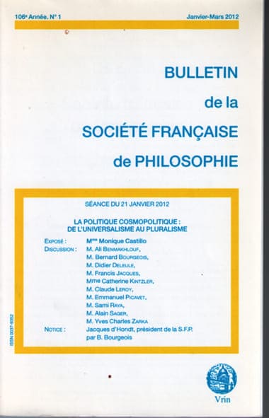 La politique cosmopolitique: de l'universalisme au pluralisme